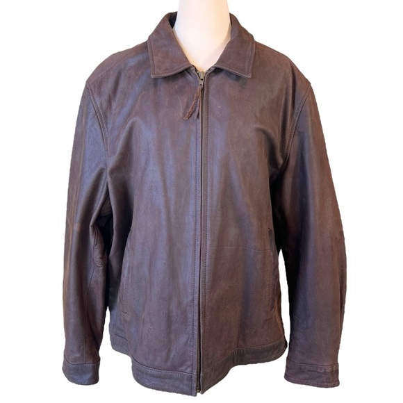 SONOMA Mens Brown Genuine Leather Jacket Coat